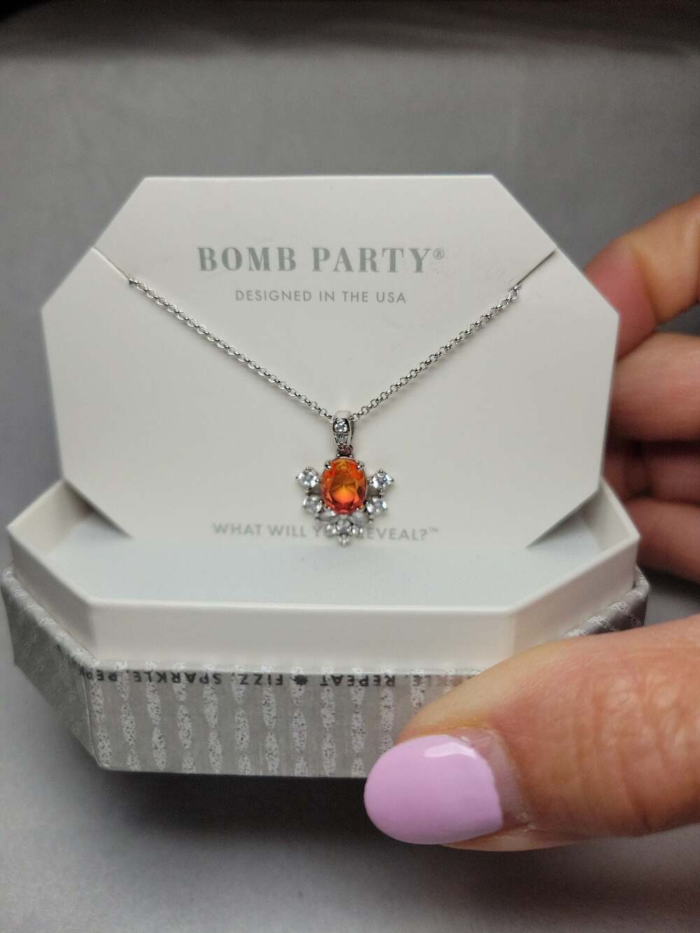 BP  Sterling Club Pendant Necklace in .925 SS  Created Pink Bi Color Tourmaline